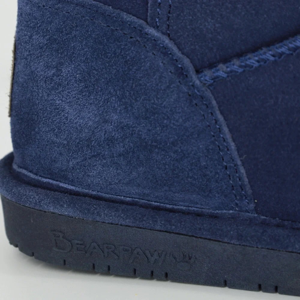 Bearpaw Women Navy Blue Suede Abigail Toggle Boots‎ Sheepskin Lining Size 7